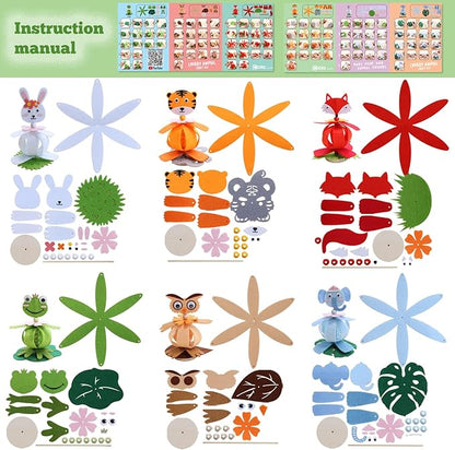 Coola Animal Felt Craft Kit for Kids - Pack 6 Art and Craft DIY Early Educational Toys Suitable Need Best Gift for Kids Age 3-6,7,8,9