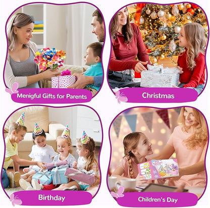 GPPNKC Flower Bouquet Craft Kit DIY Arts and Crafts Toddler Toys Flowers Market Toy Educational Fun DIY Activity Set Birthday Gift for 4 5 6 7 8+ Year Old Girls and Boys