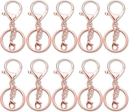 10 Pack a Set Metal Lobster Claw Clasps and Key Rings, Key Chain Accessories, Keychain Making kit for Keys, Art Crafts, Jewelry Making, Rose Gold