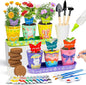 RGBDOT Kids Gardening Set Paint and Plant Stoneware Flower Growing Kit with 6 Pots and Gardening Tools Arts and Crafts for Kids Ages 8-12 Best Children’s Day Gift for Girls Boys Ages 5 6 7 8 9 10