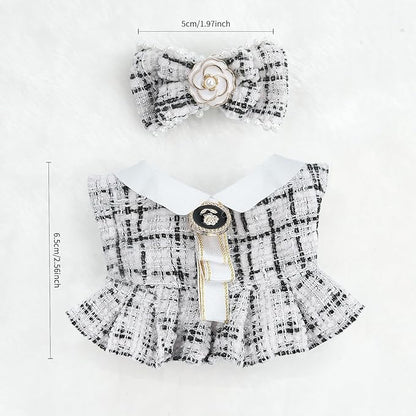 17cm Doll Clothes Set-Adorable Outfits for Dolls-Stylish Accessaries Clothes Dress-Up-Replaceable Clothing Collections, Includes Hat, Top, Skirt(White-Style B)