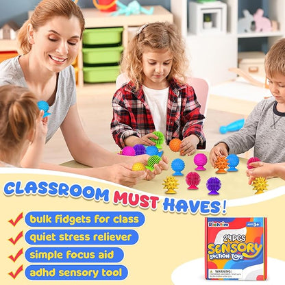 Sensory Fidget Toys Kids Adults: 24 Pack Textured Sensory Toys for Autism Kids Calming - Quiet Anxiety Fidgets for Classroom Prize - Bulk Fidgets Gifts Christmas Stocking Stuffers for Kids