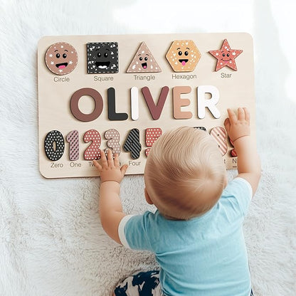 Puzzles for Toddlers Boy and Girl, Personalized Name Puzzle, Toy, Gifts for 0 1 2 3 Years Old, Babies Gifts, Baby Shower, Christmas, New Baby, 0 3 6 9 12 24 Months-TSCA,CPC Certified