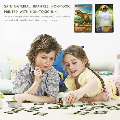 55PCS Dinosaur Learning Recognition Flash Cards,Dinosaur Fan Collectible Cards, Flash Card, Educational Learning Toys for Kids, Gift for Boys and Girls.