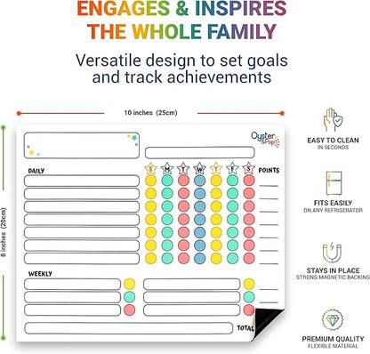Magnetic Chore Charts for Multiple Kids & Adults - 3Pcs Chore Boards with 5 Fine Tip Dry Erase Markers - Behavior Charts - Responsibility & Reward Charts for Family Organization on Your Refrigerator