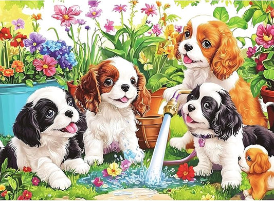 300 Pieces Cute Dogs Puzzles for Adults,Large Pieces Puzzle for Teens Seniors,Fun Puzzles 300 Piece for Kids Ages 8-10 10-12,Challenging Jigsaw Puzzle for Family,Great Gift for All Ages,20.5 x 15 in
