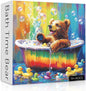 Bear Animal Puzzles for Adults 1000 Pieces, Funny Bathing Bears Jigsaw Puzzle, Challenging Rainbow Duck Puzzle as Home Decor