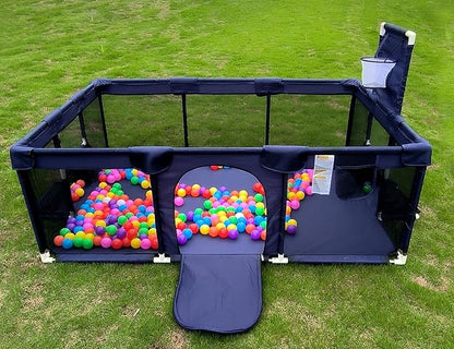 Gaorui Large Kids Baby Ball Pit - Portable Indoor Outdoor Baby Playpen Toddlers Children Safety Play Yard Fun Activities Popular Toys (Not Includes Balls) (Blue)