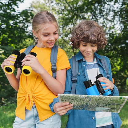 6 Pack Kids Binoculars Shock Proof Toy Binoculars Set for Age 6 Years Boys Girls Hunting Folding Small Telescope Birthday Gifts Bird Watching Educational Learning Camping Outdoor (Fresh Colors)