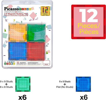 PicassoTiles Magnetic Brick Tiles STEM Creative Magnetic Tiles Building Block Set Building Brick Construction Toy Socket Spikes Toys Accessory Educational Imaginative Learning Kit Stacking Set