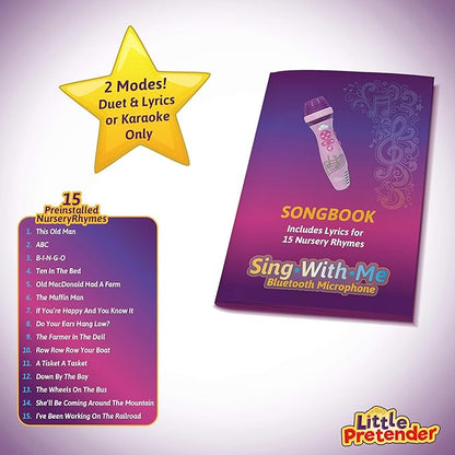Kids Karaoke Microphone, Voice Changer Toys with 15 Pre-Installed Nursery Rhymes for Toddlers & Kid Age 3-5, Bluetooth Microphones for Singing, Microphone for Ages 3 4 5 6+ Years Old