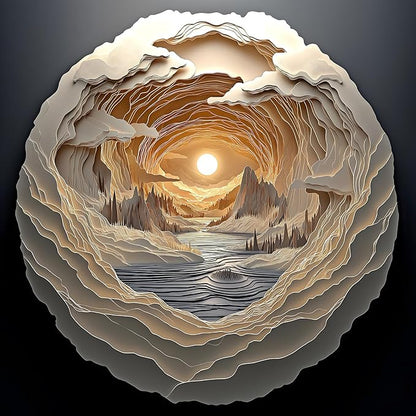3D Visual Art Puzzles for Adults 500 Pieces Cave Dawn Jigsaw Puzzles for Adults Beautiful Landscape Puzzles 500 Pieces Challenging Family Puzzle