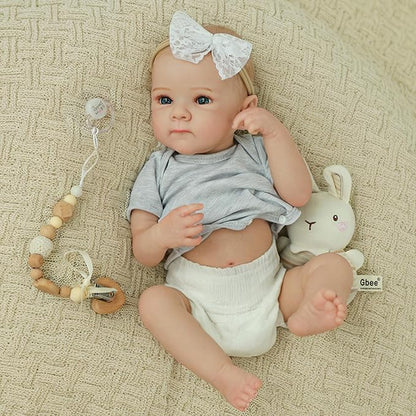 WOOROY Realistic Reborn Baby Dolls - 20 Inch Lifelike Silicone Baby Girl with Full Vinyl Body, Real Life Newborn Baby Doll Gifts Toy with Accessories for Kids 3+