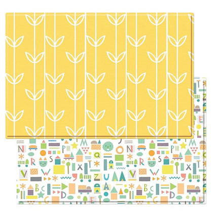 Baby Care Play Mat (Large, Sea Petals - Yellow) 82'' x 55'' Original One-Piece Reversible Rollable Waterproof Play Mat for Infants, Babies, Toddler, and Kids