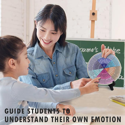 Feelings Wheel, Double-Sided Emotion Wheel with Stand, Counseling Office Must Have, Feelings Wheel Suitable for Therapy Office Decor School Counseling Office Must Have (JD, 1)