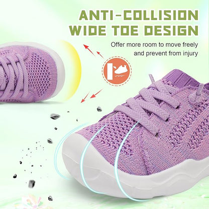 JIASUQI Toddler Shoes for Boys Girls Slip on Sneakers Wide Toe Walking Shoes Toddler Sock Shoes