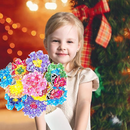 Poke in Fun Art Flower Bouquet Craft Kits for Kids,with 10 Flowers & 2 Butterflies,Arts and Crafts,Mess-Free Craft,DIY Art Activity Birthday Christmas Gifts Ideas for Girls & Boys Ages 4-10+