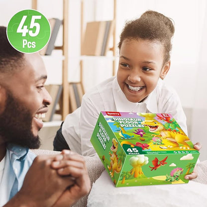SYNARRY Dinosaur Floor Puzzles for Kids Ages 4-6, Large 45 Piece Floor Puzzles for Kids Ages 3-5, Dinosaur Puzzles for 4-8 Years Old, Educational Toys Gifts for 3 4 5 6 7 8 Years Old Boys Girls Child