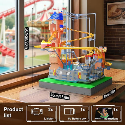 Mould King Roller Coaster Building Block Set, 2584+ Pcs Castle Theme Amusement Park Model Kit with Motors, STEM Construction Rollercoaster Building Set, Home Decoration Gift for Teen Adult
