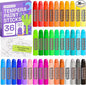 ARTISTRO 100% Washable Tempera Paint Sticks for Kids - 36 Non-toxic Paint Markers for Kids - Color Sticks with Twist Design, Coloring Pages Included