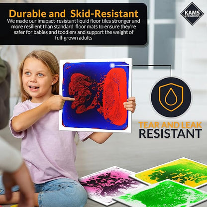 Multicolor Sensory Tiles for Autism Liquid Fusion Lava Tiles for Kids Sensory Activity Play Centers for Children, Toddler, Teens 12" X 12" Sensory Toys (Pack of 4)