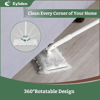 Eyliden Sweeper Mop with 58" Long Handle, 36 Disposable Refills - 12 Heavy-Duty Pet Hair Cleaning Pads, 24 Dry Sweeping Cloths, Dry Dust Mops Kit for Multi Surface Floor Cleaning (White)