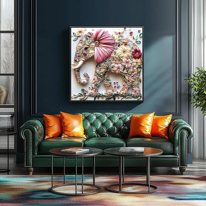 Elephant Jigsaw Puzzles for Adults 500 Pieces Colorful Crystal Flower Puzzles Beautiful Diamond Art Puzzle Difficult Unique Family Challenging Games Gift for Teens Adults Puzzle (20"x20")