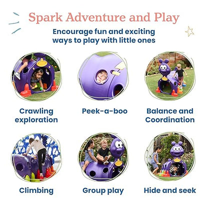 ECR4Kids ELR-12511 Indoor/Outdoor Peek-A-Boo Caterpillar Climbing Play Structure for Kids, Purple