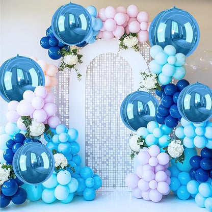 Blue Giant 4D Foil Balloons, 6 Pcs Large Dark Blue Metallic Round Balloons, 22 Inch Big Round Foil Balloon for Graduation Prom Birthday Party Baby Shower Wedding Decorations