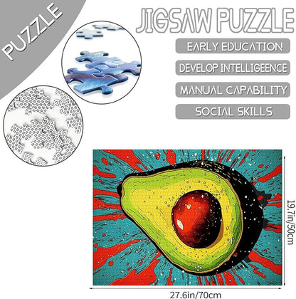 Tucocoo Avocado Jigsaw Puzzles for Adults 1000 Pieces, Fruit Pop Art Style Jigsaw Puzzle 27 x 20 inches Colorful DIY Craft Puzzles for Home Decoration Gifts, Family Puzzle Perfect for Game Nights
