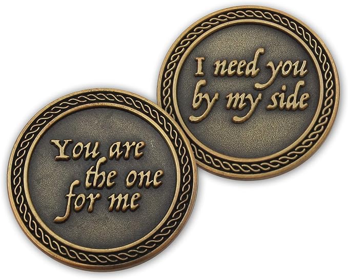 Romantic Love Expression Antique Gold Plated Pocket Coin for Date Night, You are The One for Me, I Need You by My Side, Love Gift for Men & Women, from Him or Her