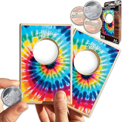 Coinhole Desktop Coin Bouncing Party Game Set | Tabletop Cornhole Board Game | Small Cornhole Travel Game Includes Coins