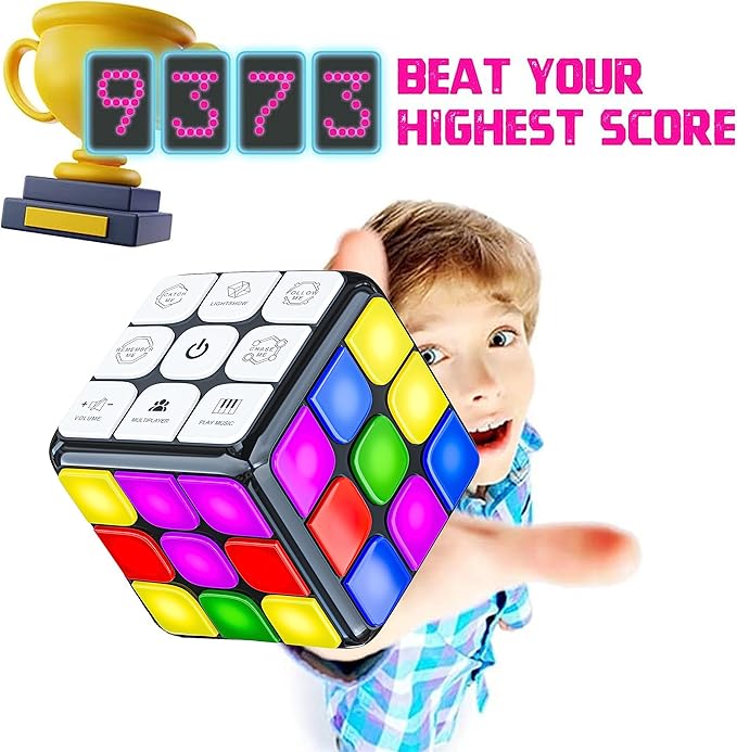 Skywin Memory Cube Game Improve Focus & Reflex, 3-Pack Rechargeable Cube Game for Kids & Adults, Enhances Hand-Eye Coordination, Speed, and Brain Development, Great for Solo or Multiplayer Fun