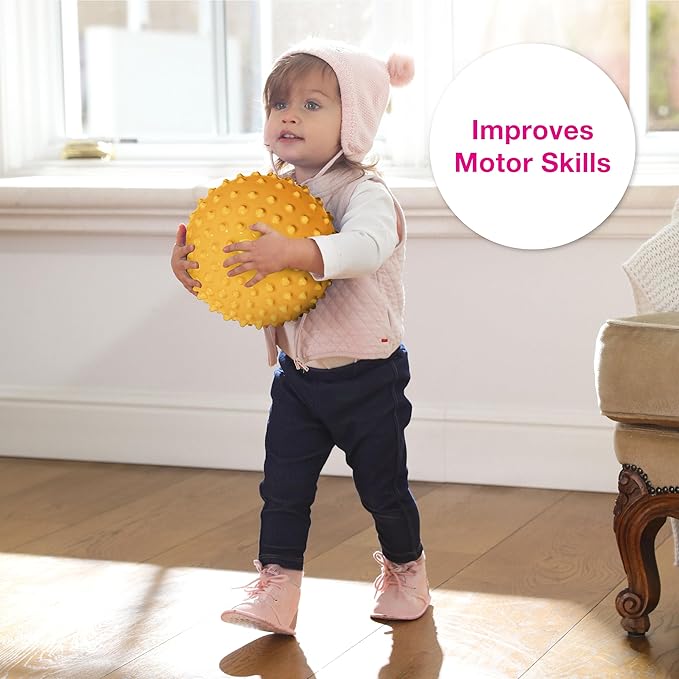 Edushape Original Sensory Ball - 7" Yellow Baby Ball Enhances Gross Motor Skills for Kids 6 Months & Up