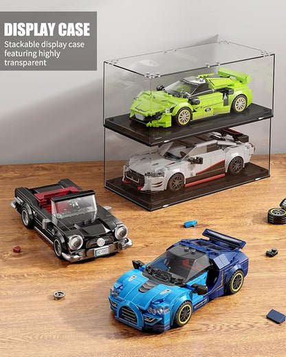Super Sports Car Building Block Set with Display Case,Speed Race Car Building Kits Construction Toy,Car Collectible Model,Christmas Birthday Gift for Adults and Kids 6 and up(326pcs)