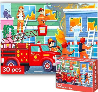 QUOKKA Puzzles for Kids Ages 3-5 - 30 Pieces Puzzles for Toddlers 2-4 - Firefighters Learning Jigsaw Puzzles for Kids 4-6 Years Old - Educational Toys for Boy and Girl