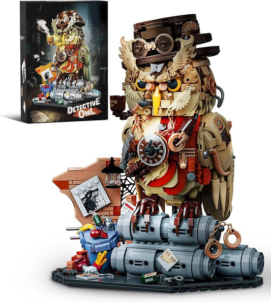 Detective Owl Building Set for Adults, Compatible with Lego Owl, 1286PCS Collection Model Creative Bird Building Toy, for Kids Boys Girls 8+
