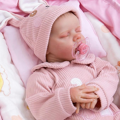 Aori Reborn Baby Dolls Girl - 18'' Realistic Sleeping Newborn - Lifelike Hand-Painted Vinyl Baby Doll with Doll Accessories Set - Weighted Body for Cuddling, for Collectors & Kids 3+