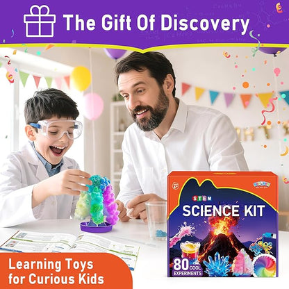 BenBen Science Kits for Kids Age 8-12, 80 Experiments Educational Toy, STEM Toys for 6 7 8 Year Old Boys Girls Birthday Gift, Volcano Science Kit, Chemistry Set for Homeschooling