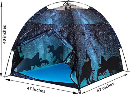 Kids Play Tent Lucky Castle Playhouse for Boys and Girls Easy Fun Dome Tent Camping Playground Pop Up Tent for Kids Indoor and Outdoor Imaginative Play Perfect Kid's Gift (Black Dinosaur)