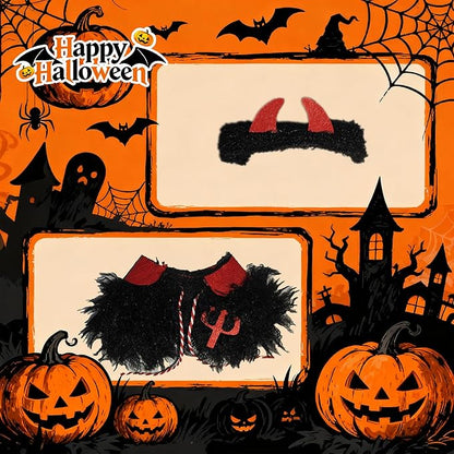 Halloween Doll Clothes for Labubu, Dolls Outfit Set for 17cm (6-6.7 inch) Dolls - Dress Up Set for Labubu Costumes & Accessories | Gift for Any Occasions | Doll Not Included (Halloween Devil)