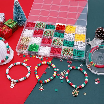 Ytuaebni Christmas Clay Beads Bracelet Making kit，2550 Christmas Charms Friendship Bracelet Necklace Earring for Necklace Jewelry Making Kit DIY Crafts Gift Supplies