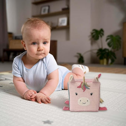 MON AMI Unicorn Activity Cube for Toddlers – 5.5x5.5x5.5”, Montessori Toys for Babies & Toddlers, Sensory Interactive Learning Toys