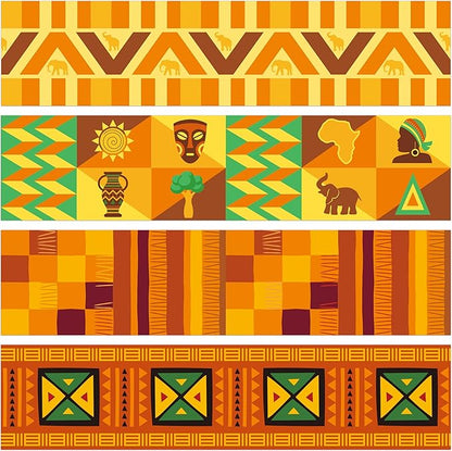 BeYumi African American Border Trim - 80Pcs Juneteenth Kwanzaa Holiday Kente Cloth Bulletin Board Borders Back to Shcool African American Celebration Party Classroom Office Poster Decoration