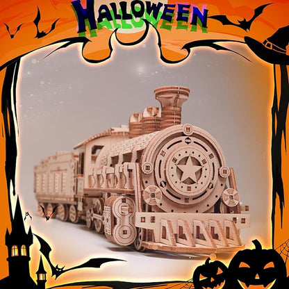 3D Wooden Puzzles, Wooden Puzzles Train for Adults and Teens, Educational Brain Teaser Assembly 3D Model Trains, Gifts for Christmas/Birthday（Luxury Steam Train）