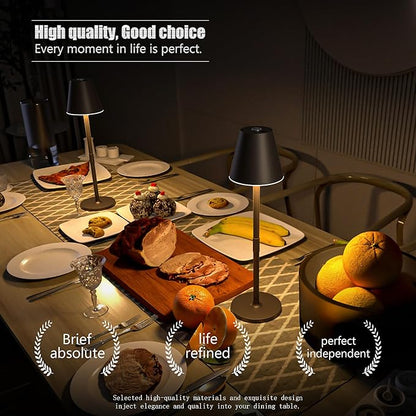 Modern LED Cordless Table Lamp, 4000mAh Rechargeable Battery, 3 Level Brightness Night Light, Metal Shell, Minimalist Design, for Couples Dinner/Coffee Table/Restaurant/Bedroom, Khaki