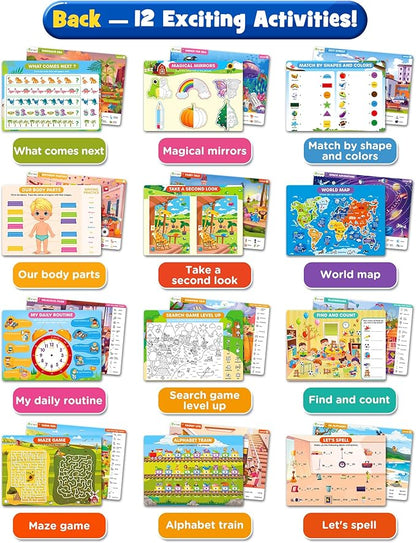 Preschool Learning Activity - Search and Find Book, Reusable Learning & Education Toys, Travel Game for Road Trip Car Airplane, 24 Activity with 4 Dry Erase Markers, Birthday Gifts for Kid Ages 3-6