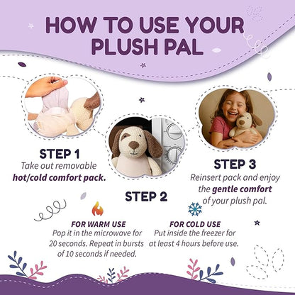 WILD BABY Microwavable & Weighted Plush Toy - Dog Stuffed Animal for Comfort & Warmth - Soft, Heatable Plushie for Snuggles - Great for Kids, Toddlers & All Ages