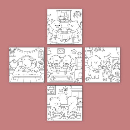 ArtPops Coloring Boxes – Pop-Up Pre-Printed Coloring Box Set – DIY Wall Art Kit for Teens & Adults – Eco-Friendly, Easy to Hang, No Frame Needed – 5-Pack, Cozy Friends