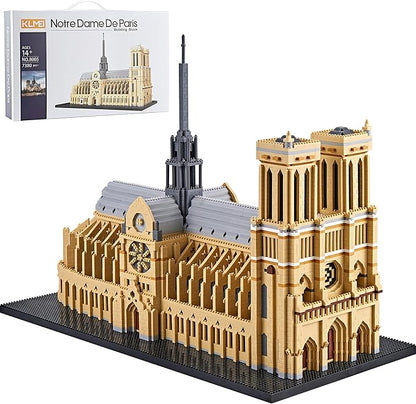 World Famous Architecture Micro Building Blocks Set Notre Dame De Paris 7380 PCS, Creative DIY Big Model Kit for Adults or Teens Ages of 14+